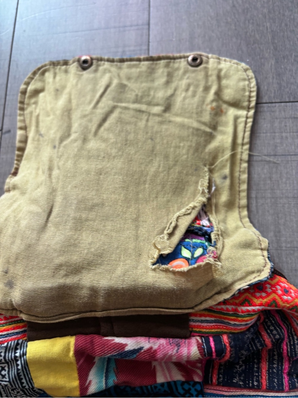 🎃3/$15🎃Handmade Boho Patchwork Multi-Color Canvas Backpack - Picture 2 of 11